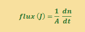 flux(J) = 1/A dn/dt