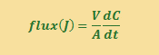 flux(J) = V/A dC/dt