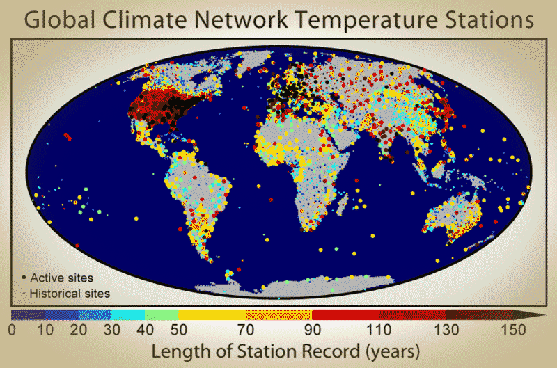 Locations of Temperature Stations