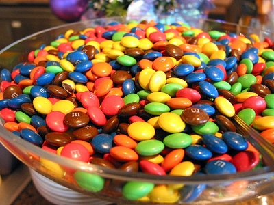 bowl of m&m's