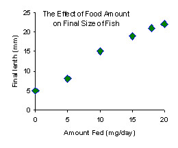 scatterplot: growth vs. amount of Fish2Whale